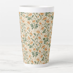 Elegant Vintage Orange Lily Floral Pattern Latte Mug