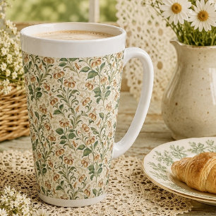 Elegant Vintage Orange Lily Floral Pattern Latte Mug