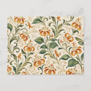Elegant Vintage Orange Lily Floral Pattern  Postcard