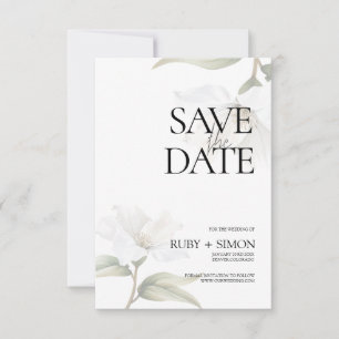 Elegant Vintage Oriental White Magnolia Save The Date