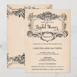 Elegant Vintage Ornament Bridal Shower Invitation