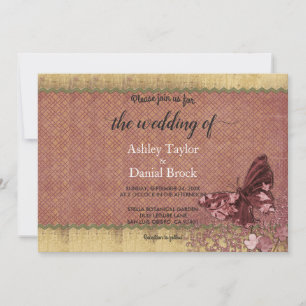 Elegant Vintage Ornate Butterfly Classic Wedding Invitation