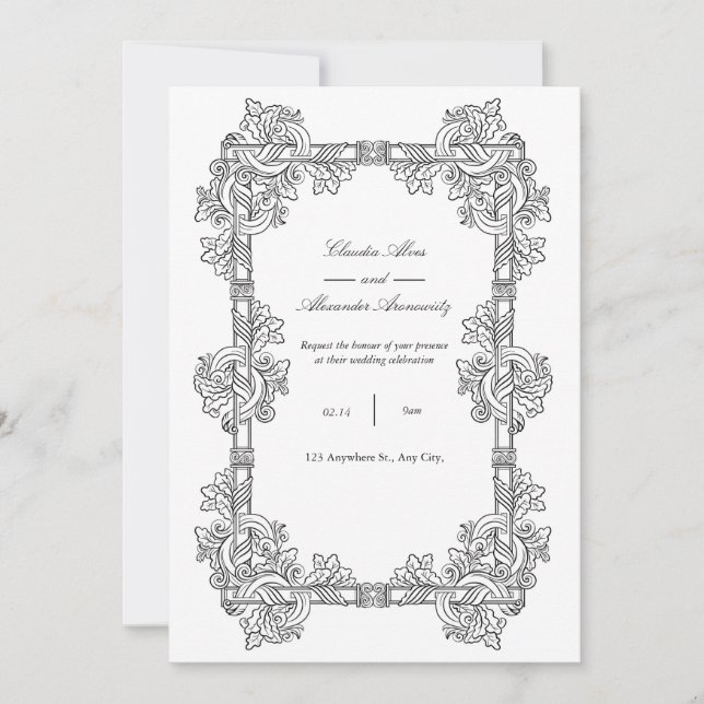 Elegant Vintage Ornate Frame Wedding Invitation (Front)