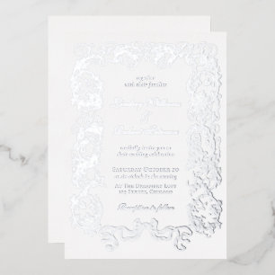 Elegant Vintage Ornate White Grey Silver