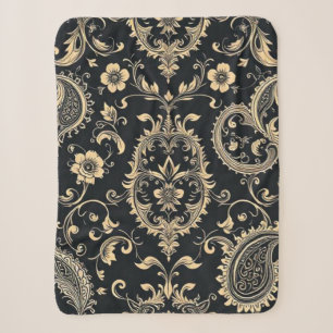 Elegant Vintage Paisley Damask Pattern Sherpa Blanket