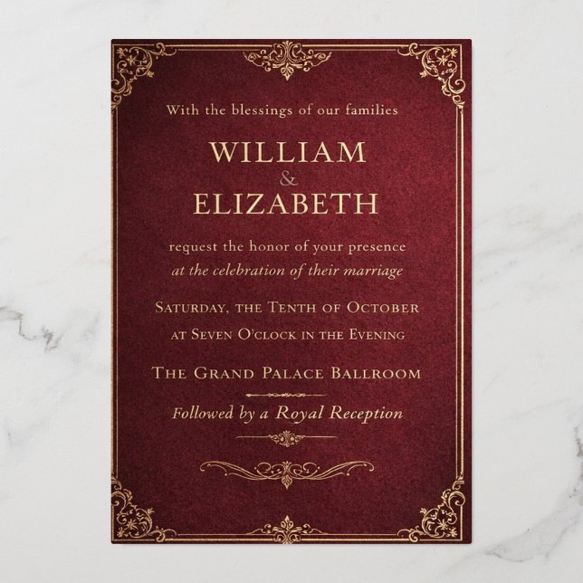 Elegant Vintage Palace Wedding Invite (Front)