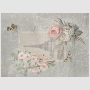 Elegant Vintage Paris Flower Garden Eiffel Tower Tissue Paper