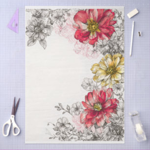 Elegant Vintage Pastel Cottage Core Floral Tissue Paper