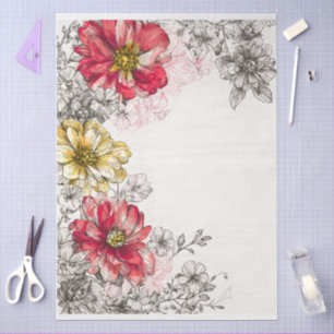 Elegant Vintage Pastel Cottage Core Floral Tissue Paper
