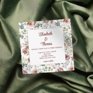 Elegant vintage pastel roses wedding invitation