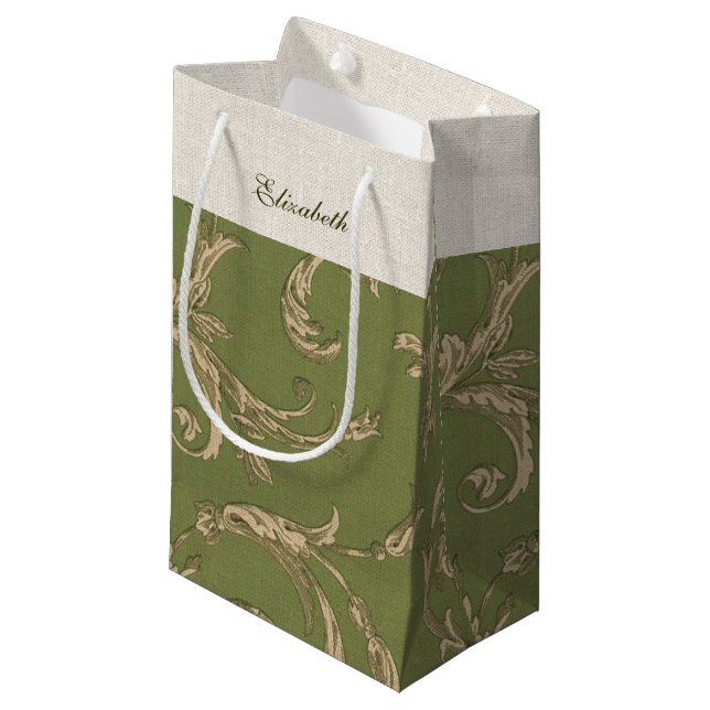 Elegant Vintage Pattern Wedding Favour  Small Gift Bag (Front Angled)
