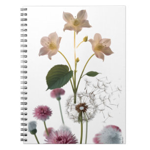 Elegant Vintage Peach Rose Butterfly Spiral Photo Notebook
