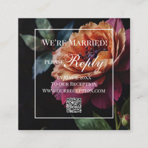 Elegant vintage peachy red floral moody boho enclosure card
