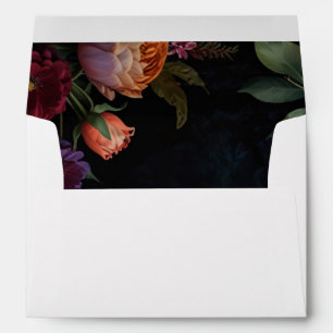 Elegant vintage peachy red floral moody boho envelope