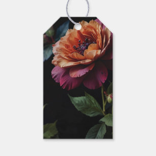Elegant vintage peachy red floral moody boho gift tags