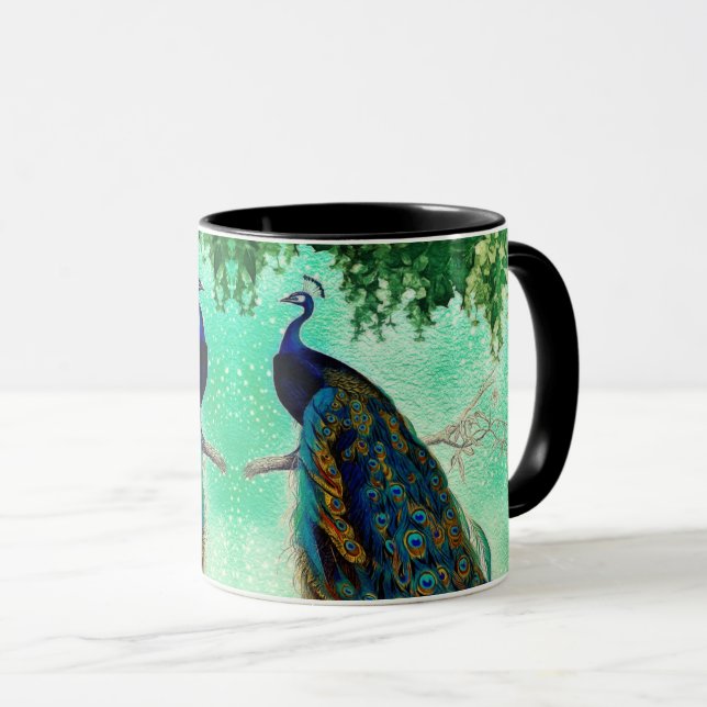 Elegant vintage peacock artwork   mug (Front Right)