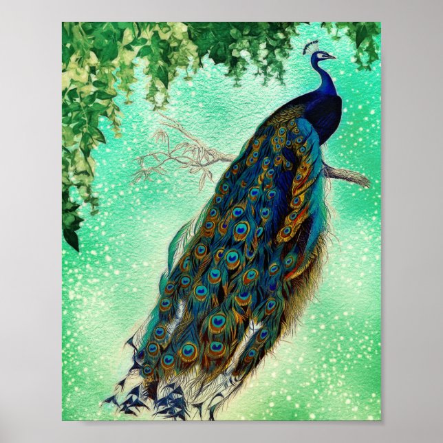 Elegant vintage peacock artwork  poster (Front)
