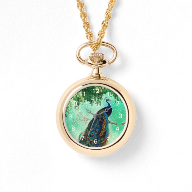 Elegant vintage peacock artwork                    watch (Front)