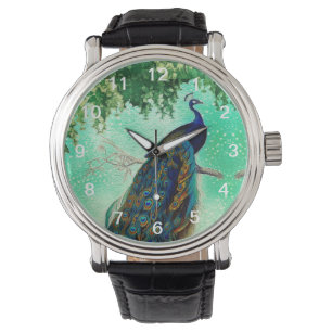 Elegant vintage peacock artwork watch