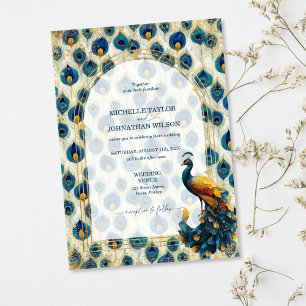 Elegant Vintage Peacock Feather Enchanted Forest Invitation