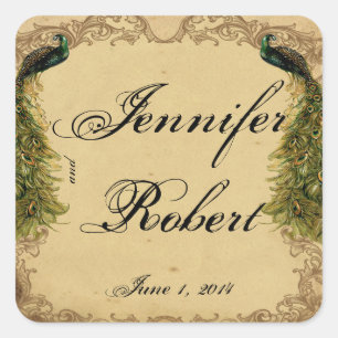 Elegant Vintage Peacock Posh Wedding Envelope Seal