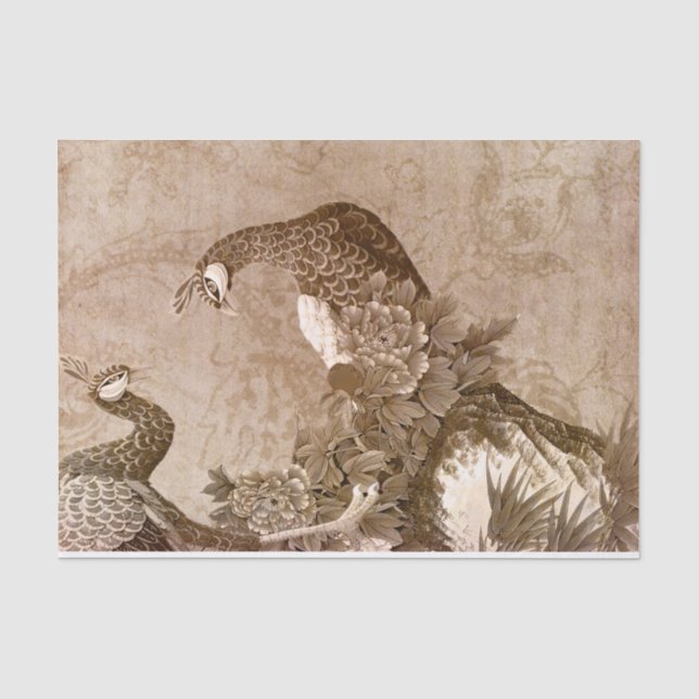 Elegant Vintage Peacocks Tissue Paper (Front)
