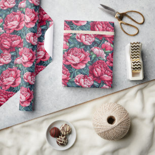 Elegant Vintage Peonies Print Wrapping Paper