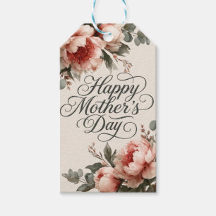 Elegant Vintage Peony Happy Mother's Day Greeting Gift Tags
