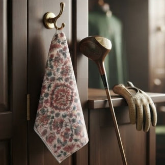 Elegant Vintage Persian Floral Warm Terra-Cotta Golf Towel