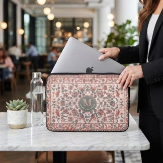 Elegant Vintage Persian Floral Warm Terra-Cotta Laptop Sleeve