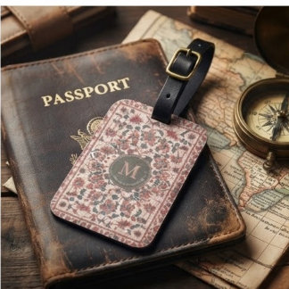 Elegant Vintage Persian Floral Warm Terra-Cotta Luggage Tag