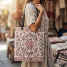 Elegant Vintage Persian Floral Warm Terra-Cotta
