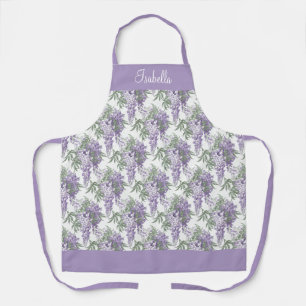 Elegant Vintage Personalized Purple Wisteria Apron