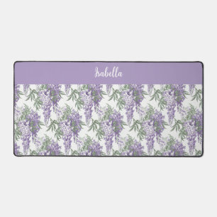Elegant Vintage Personalized Purple Wisteria  Desk Mat