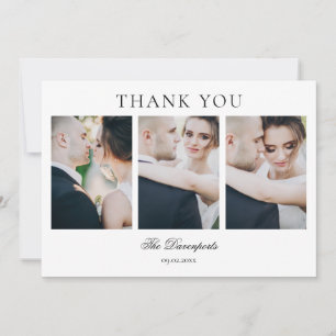 Elegant Vintage Photo Collage Classic Wedding Thank You Card
