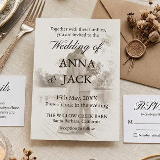 Elegant Vintage Photo Wedding Invitation