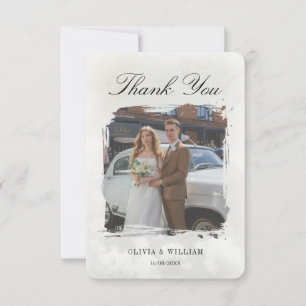 Elegant Vintage Photo Wedding Thank You Card