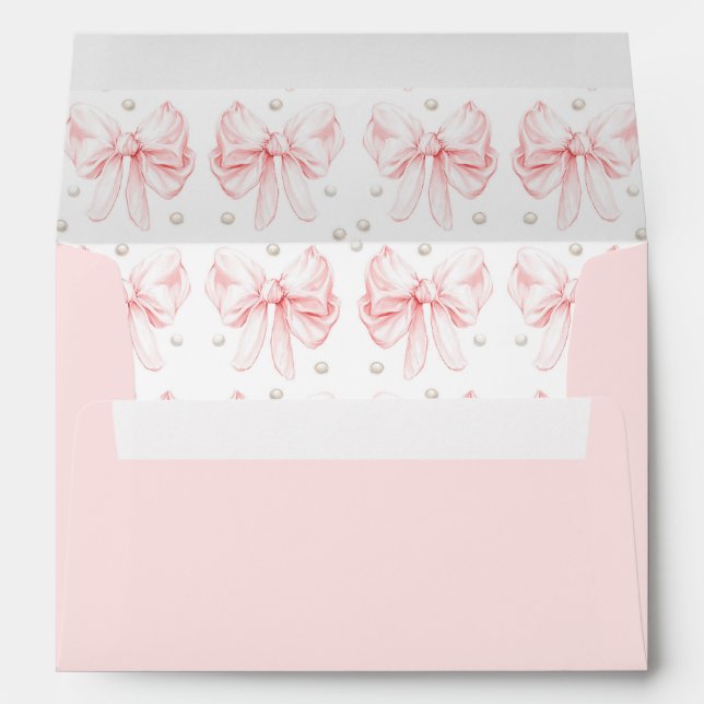 Elegant Vintage Pink Bow Bridal Shower Envelope (Back (Bottom))