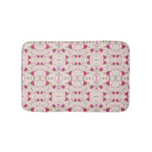 Elegant Vintage Pink & Burgundy Floral Pattern Bath Mat