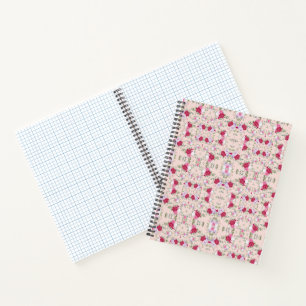 Elegant Vintage Pink & Burgundy Floral Pattern Notebook