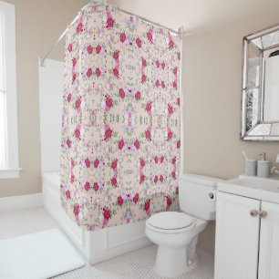 Elegant Vintage Pink & Burgundy Floral Pattern Shower Curtain