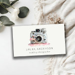 Elegant Vintage Pink Floral Camera Photography  Business Card<br><div class="desc">For any further customisation or any other matching items,  please feel free to contact me at yellowfebstudio@gmail.com</div>
