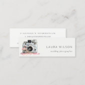 Elegant Vintage Pink Floral Camera Photography  Mini Business Card (Front/Back)