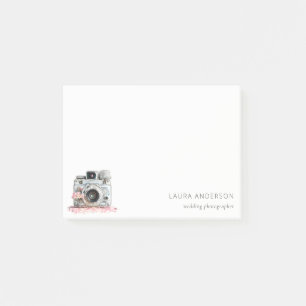 Elegant Vintage Pink Floral Camera Photography Post-it Notes
