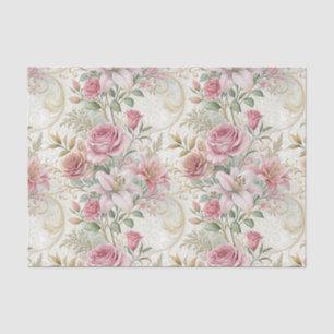 Elegant Vintage Pink Gold Florals Wedding Tissue Paper