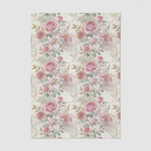 Elegant Vintage Pink Gold Florals Wedding   Tissue Paper