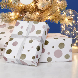 Elegant Vintage Pink & Green Polka Dots Wrapping Paper