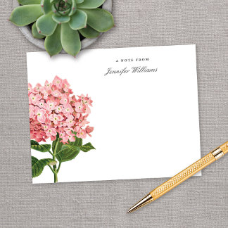Elegant Vintage Pink Hydrangea Floral w/ Name Card