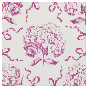 Elegant Vintage Pink Hydrangea Flower Bows  Fabric