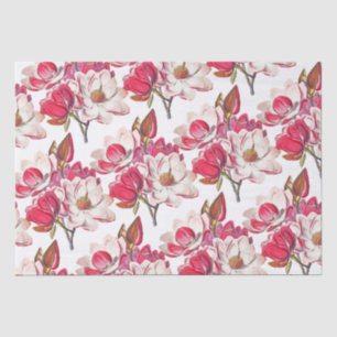 Elegant Vintage Pink Magnolia White Tissue Paper
